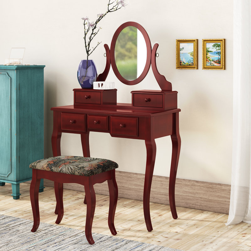 Beachcrest Home Zeke Wood Makeup Vanity Set with Mirror & Reviews Wayfair.ca
